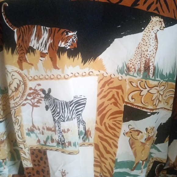 I.B. Diffusion Baroque Style Beaded Collar Button Front Silk Safari Blouse Sz 12 - Picture 9 of 9